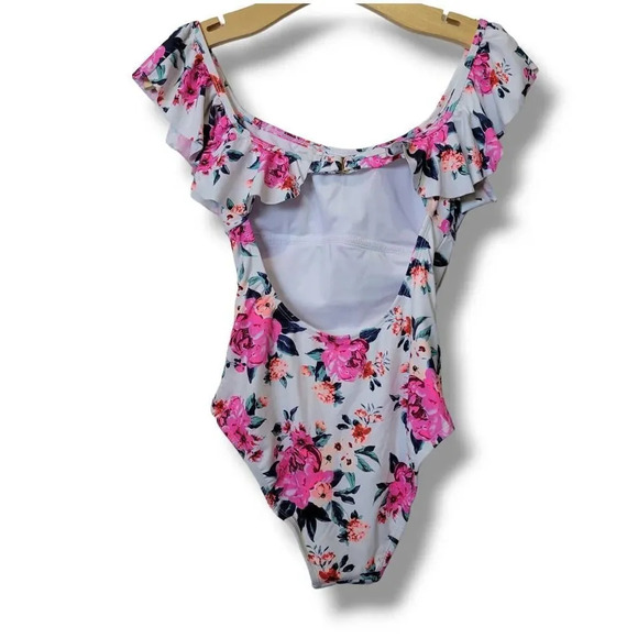 Arizona Jean Co women's off the shoulder Ruffle floral Swimsuit  - small - Picture 2 of 9